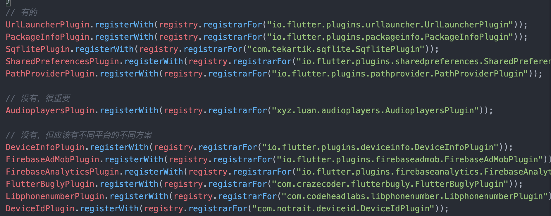 Project plugin list